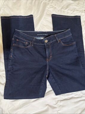 Banana Republic Dark Navy Straight-Leg Jeans with Contrast Stitching